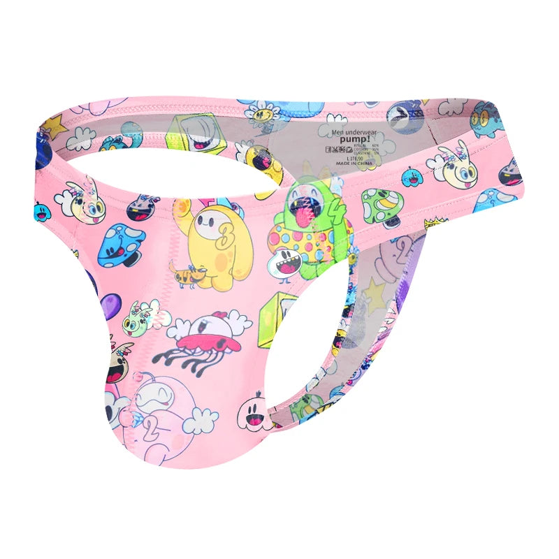 1/2/3PCS Man Thongs Underwear Hot Sale Modal Graffiti Printed Sexy Men Underpant Quick Dry Slip Panties Jockstrap Men's Thongs