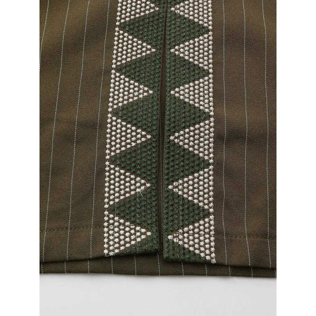 Men Two Piece Kaftan Suit African Ethnic Embroidered Zipper Wedding Outfit