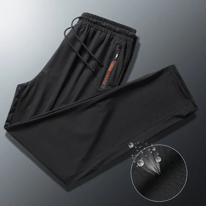 Men's Summer Ice Silk Jogger Sweatpants Zipper Pockets Breathable Running Gym Workout Athletic Mesh Pants Drawstring Design