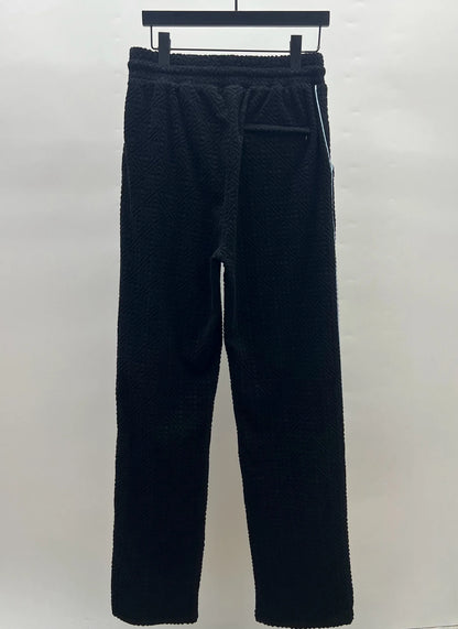 Casual Embroidered Letter Flannel Pants Straight Leg Cotton Trousers Warm Youthful Style for Young Men Autumn Season