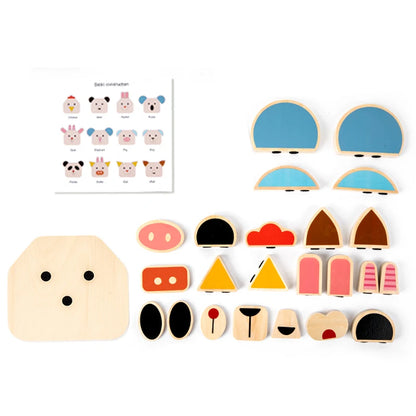 Character Face-Changing 3D Puzzle Toy Montessori Benefits Intelligent Character Animal Wooden Face-Changing Block Challenge