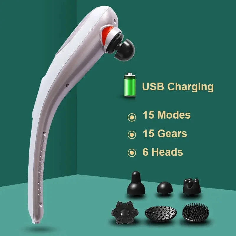 Ergonomic Grip Handheld Massage Device LCD Screen Display Rechargeable Body Relax Massager