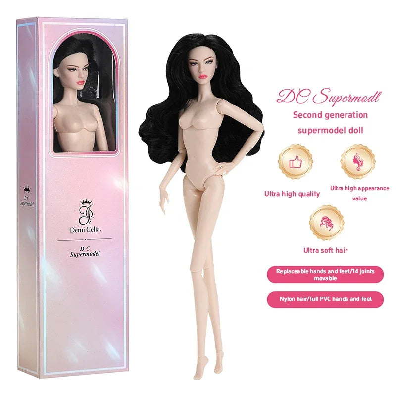 32CM 1/6 Scale Supermodel Fashion Doll In Gift Box Movable Mannequin Figure Nylon Hair Posable Dress-Up Doll For Outfit Making