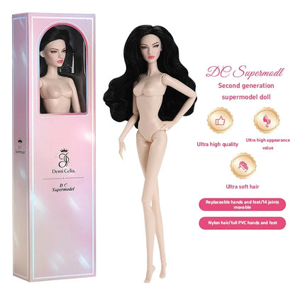 32CM 1/6 Scale Supermodel Fashion Doll In Gift Box Movable Mannequin Figure Nylon Hair Posable Dress-Up Doll For Outfit Making