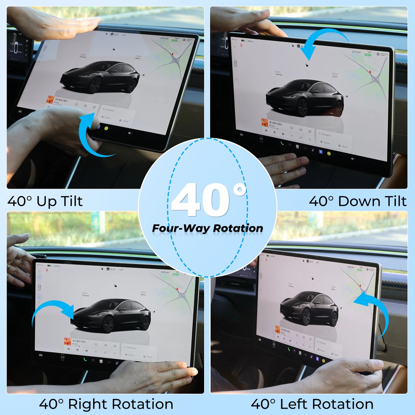 For Tesla Model Y Juniper 2025 Car GPS Navigation Adjustment Holder For Model 3 Highland 2024 Central Control Screen Rotation