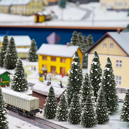 XS0804 Evemodel Model Snowy Pine Trees Deep Green Christmas Pines for HO O N Z Scale Xmas Decor Layout S0804