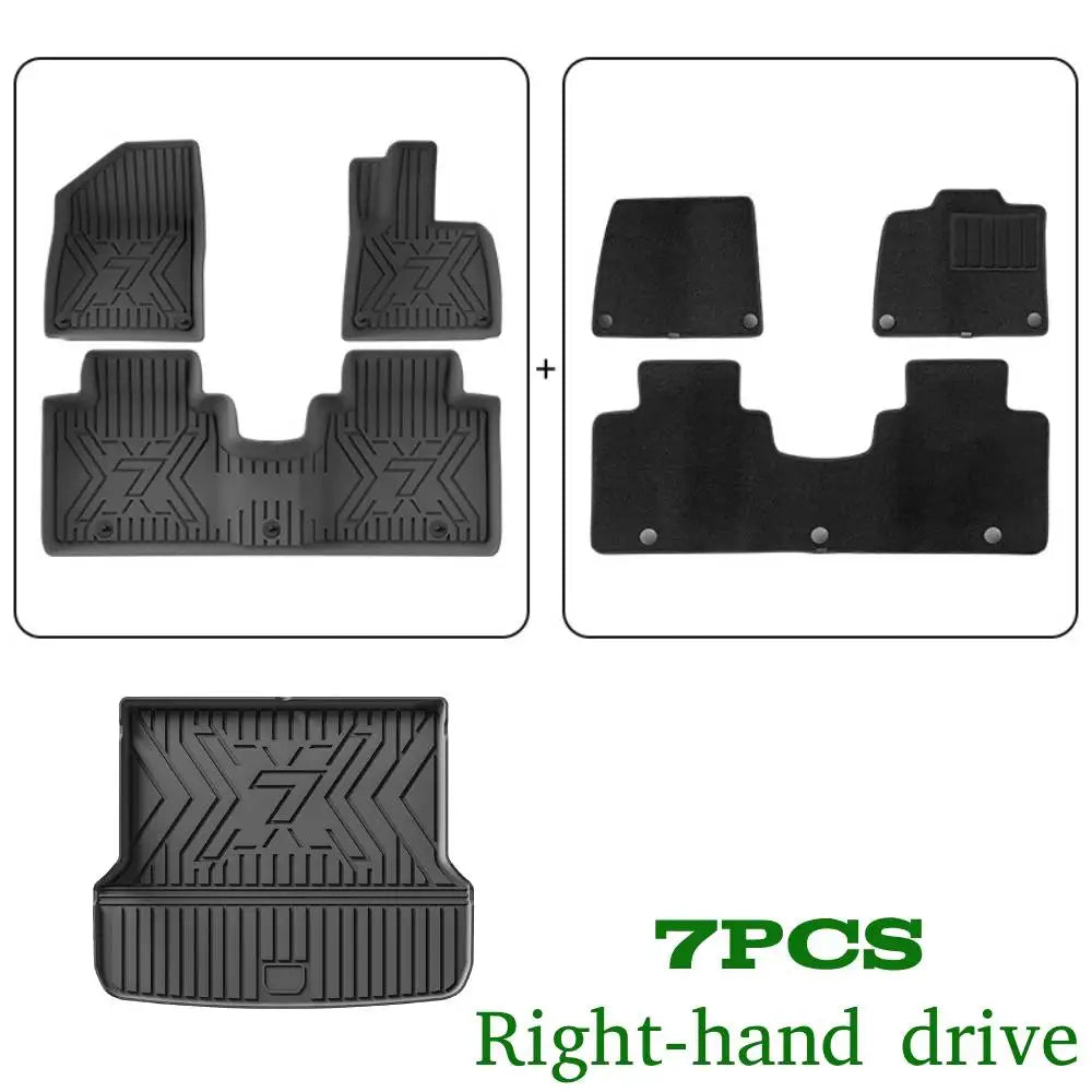 Car Floor Mats For 5 Seats Zeekr 7X 2024 2025 2026 All-Weather Cargo Liner Trunk Mat TPE Waterproof Floor Liner LHD  RHD
