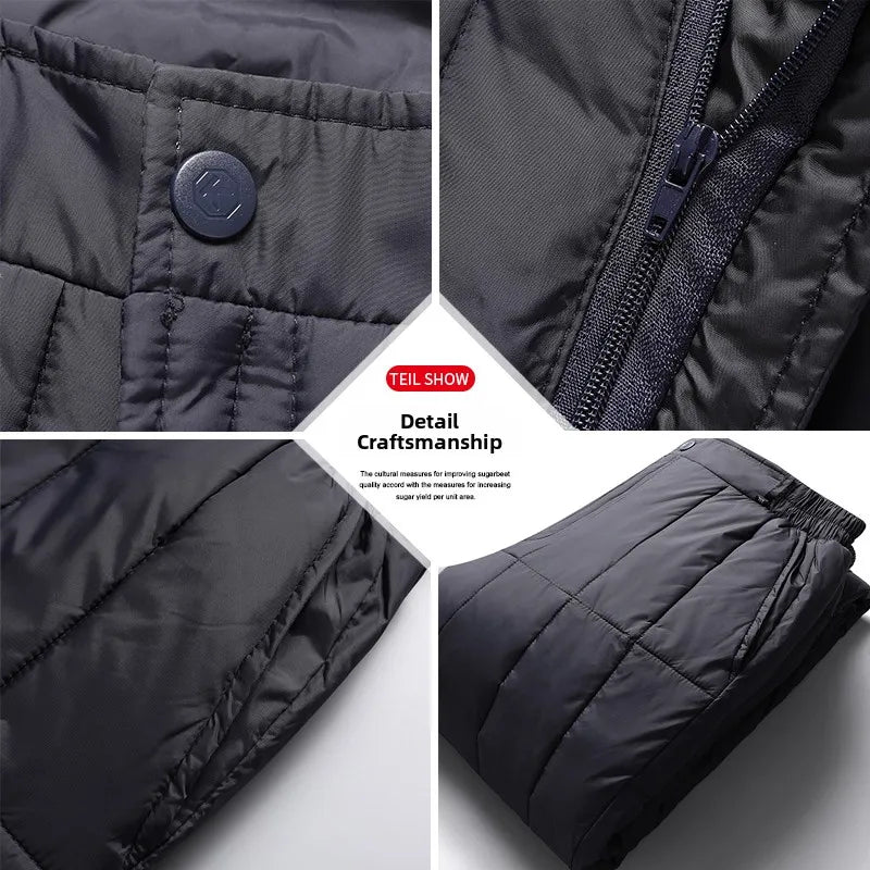 Men's down Trousers Thickened Winter Outerwear Dad Style Inner Warm Cotton Pants Fashionable Urban Straight Leg Long Pants