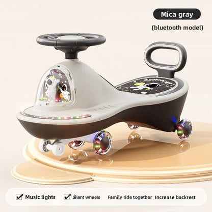 Children Wobble Car Anti Tip Swing Ride TwinSeat Unisex Silent Flashing Wheels Ages 1 9 Children's Wiggle Car