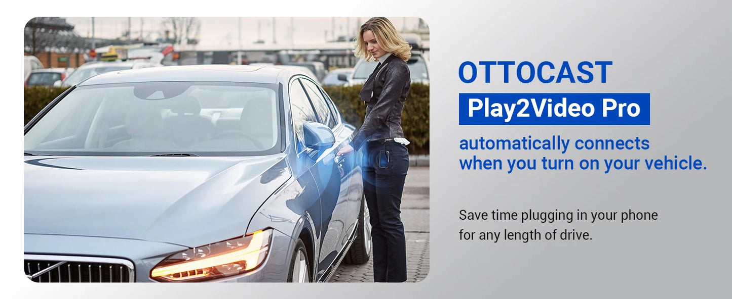 OTTOCAST Play2Video Pro Ai Box Wireless CarPlay Android Auto Adapter Built in  Netflix YouTube IPTV Video Box for 98% of Cars