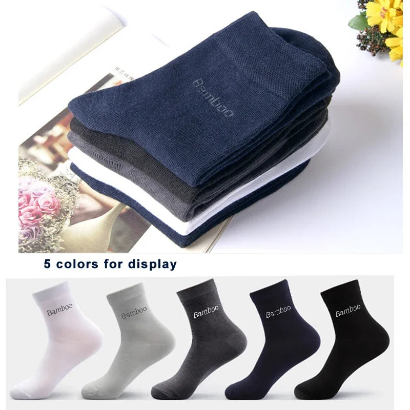10 Pairs/Lot Men's Bamboo Crew Socks Comfortable Breathable Casual Business Socks High Quality Brand Guarantee Male Gift Set