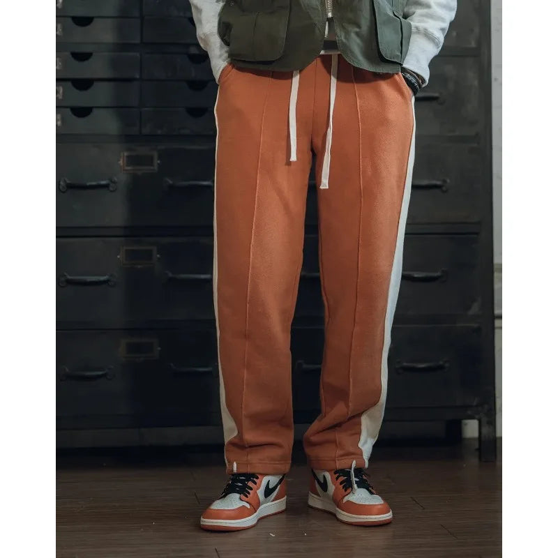 Non Stock 80s Old School Style Two-Tone Sweatpants Mens Cotton Jogging Trousers Streetwear Tracksuits