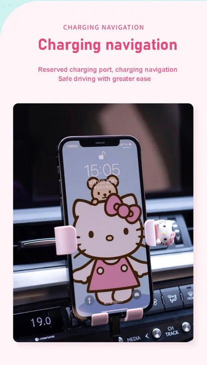 Hello Kitty mobile phone car mount  aromatherapy air vent clip car navigation rack suction cup  support car fixed Birthday gift