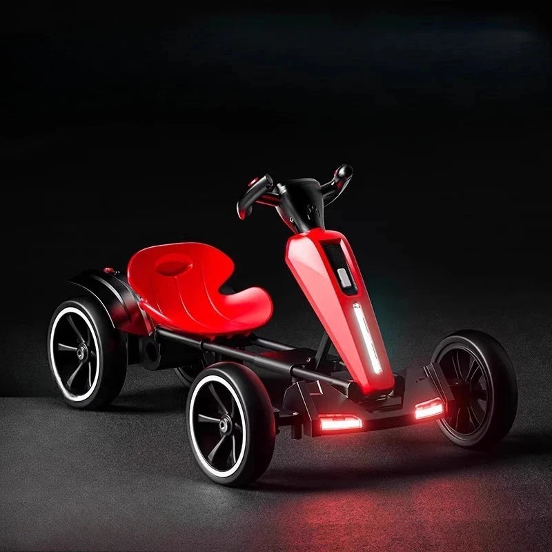 N‌ew Foldable Portable Kids Electric Go-Kart with 390 Motor Cool LED Lights No Assembly Outdoor Off-Road Toy Car for Boys/Girls