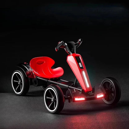N‌ew Foldable Portable Kids Electric Go-Kart with 390 Motor Cool LED Lights No Assembly Outdoor Off-Road Toy Car for Boys/Girls