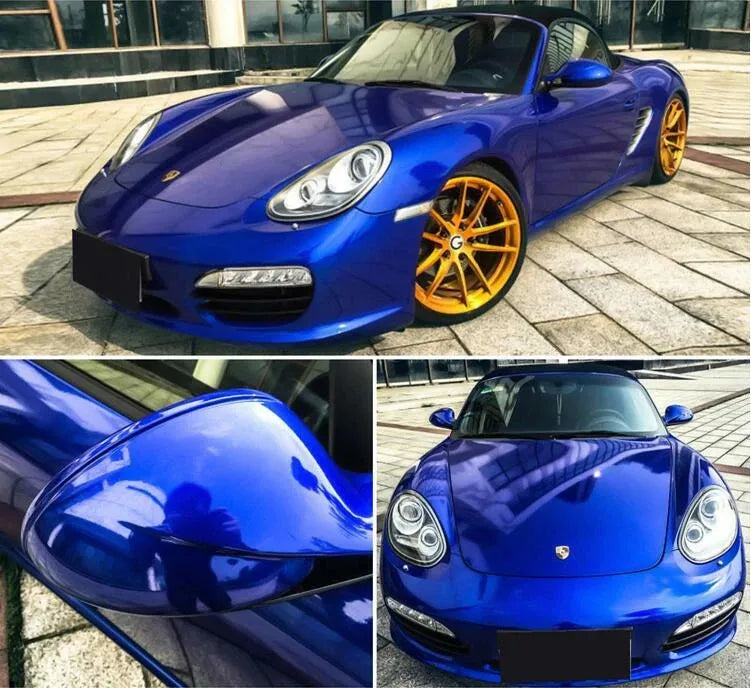 Glossy Candy Blue Vinyl Wrap Film Metallic Waterproof Bubble Free Sticker Decal For Car Accessories Motorcycle Bike DIY Sticker