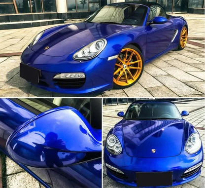 Glossy Candy Blue Vinyl Wrap Film Metallic Waterproof Bubble Free Sticker Decal For Car Accessories Motorcycle Bike DIY Sticker