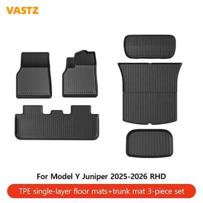 VASTZ TPE Floor Mats for Model Y Juniper 2025 2026 Model 3 Highland 2024-2026 RHD Anti-Slip Trunk Liner for Right Hand Drive Car