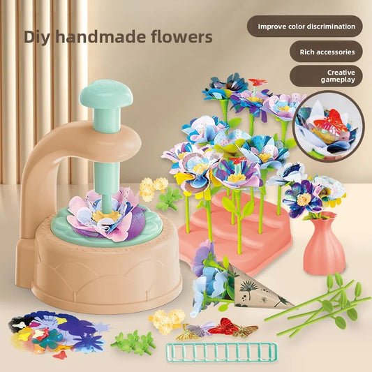 Kids Flower Craft Kit with Press Machine Art Craft Toys for Children Gift