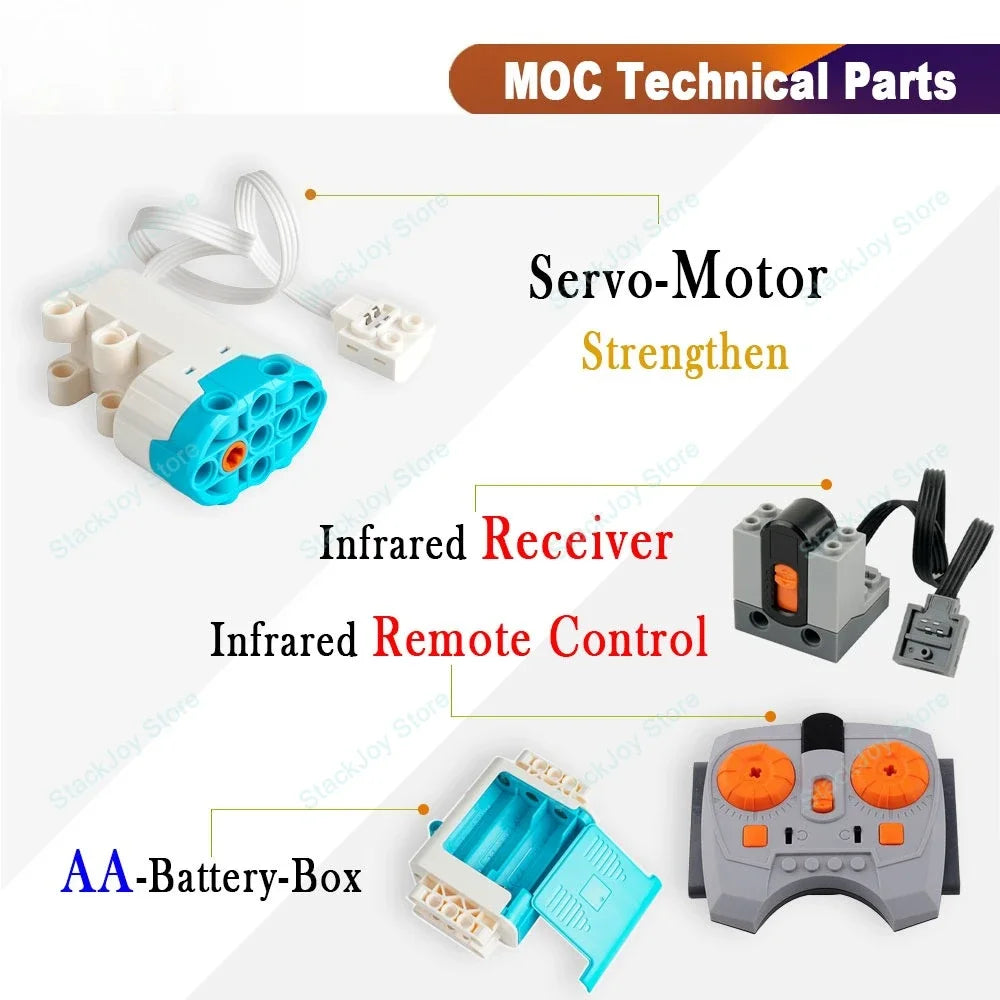 All Type Technical M L XL Servo Tarin Motor Parts Building Blocks Power Function PF Model Set Accessories MOC Upgrade High-Tech