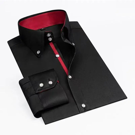 Men Designer Dress Shirt Button-down Collar Korean Fashion Male Formal Business Slim Fit Casual Long Sleeve White Shirts Autumn