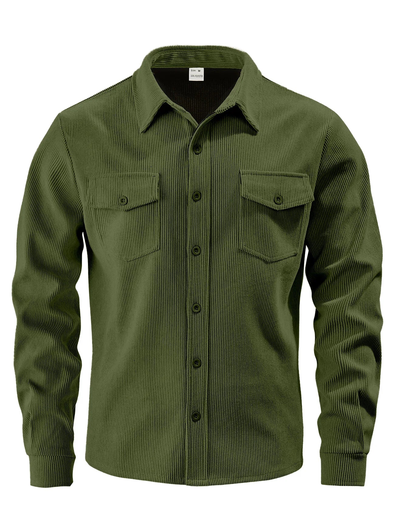 Men's Corduroy Button Down Shirt Casual Long Sleeve Work Shacket with Chest Pockets Fall Winter Fleece Lined Top