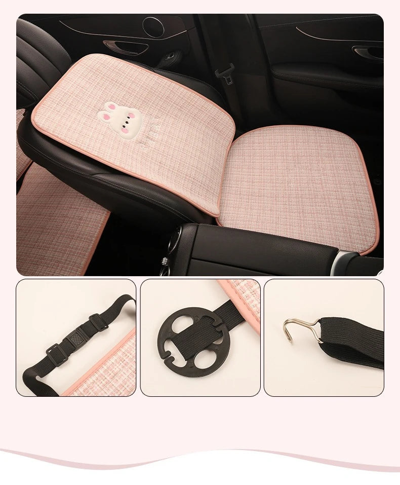 Bear Plush Seat Cushion Cover Universal Skin-Friendly Cute Soft Car Pillow Case Autumn Winter Decorative Seat Accessories
