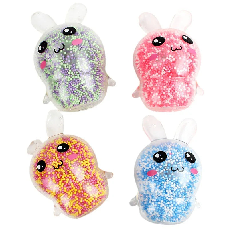 Adult Squishy Bunny Stress Balls with Light Stress Relief Toy Girls Fidget Toys Colorful Rabbit Easter Basket Stuffers