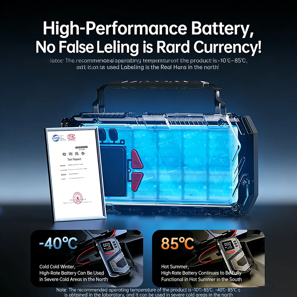 YIJU Car Jump Starter And Air Inflator 10.2 Bar Fast Fill -40°C-80°C Low-Temp Work Battery with Tire Monitoring Portable Charger