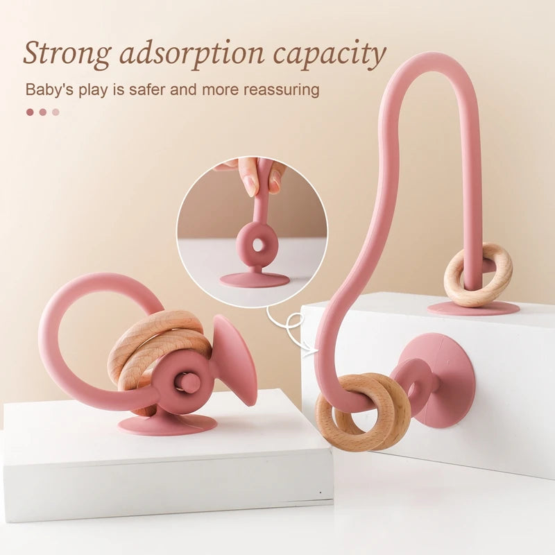 Silicone Educational Toys Infant Montessori Toy Teething Track Maze Baby Toy Wooden Roller Coaster Bead Baby Accessory Teether