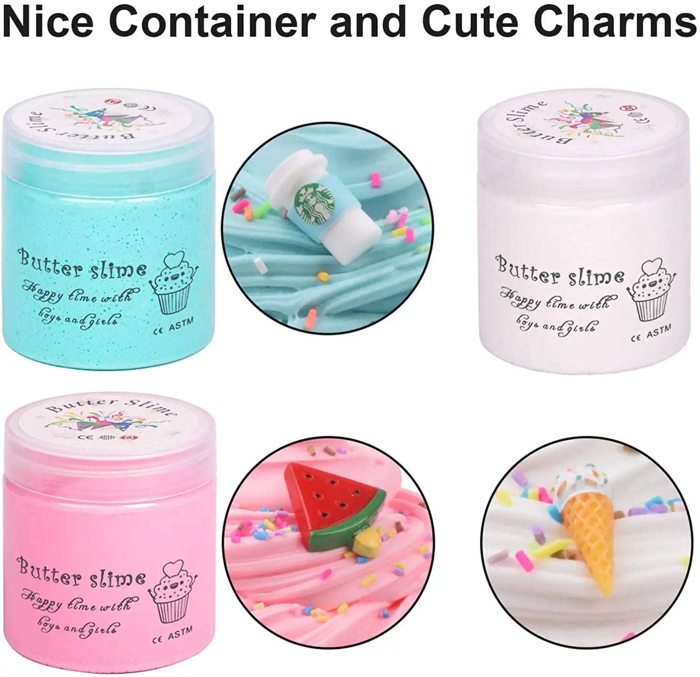 Butter Slime Kit 100ML Super Soft and Non-Stick DIY Fluffy Putty Stress Relief Toys Party Favor Toys For Kids Birthday Gifts