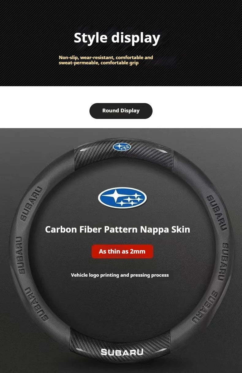 For Subaru Brz Wrx Xv Ascent Forester Outback Impreza Legacy Car AntiSlip Carbon Fiber Leather Ultrathin Steering Wheel Cover