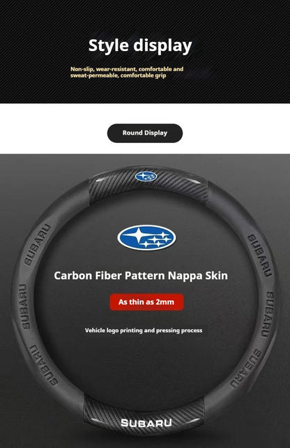 For Subaru Brz Wrx Xv Ascent Forester Outback Impreza Legacy Car AntiSlip Carbon Fiber Leather Ultrathin Steering Wheel Cover