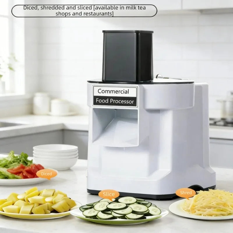Commercial Dicing Machine K8600 White 3-in-1 Multi-Function Electric Cutter Strips Shreds Slices Dice Radish Potato Vegetables
