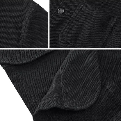 New Autumn And Winter Plant Dyed 600g Cotton Sashiko Fabric Retro Loose Washed Color-Woven Ink-Dyed Suit Jacket
