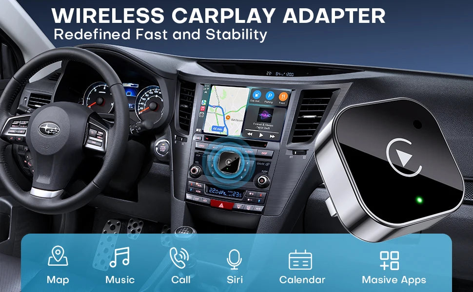 2-in-1 Wireless CarPlay & Android Auto Adapter, Plug & Play CarPlay Dongle Converts Wired to Wireless, Fast Auto-Connect, No Del