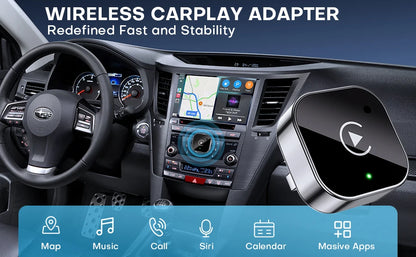 2-in-1 Wireless CarPlay & Android Auto Adapter, Plug & Play CarPlay Dongle Converts Wired to Wireless, Fast Auto-Connect, No Del