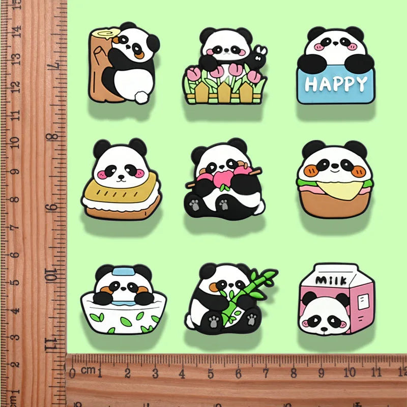 1/20/50/100Pcs Panda Series Shoe Charms Cute animal Shoes Accessories Decoration Clog Sandal Buckle Bithday Holiday Party Gifts
