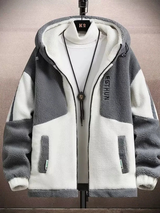 Winter New 2023 Sheepskin Fleece down Cotton Jacket Loose Fit Hooded Large Size Youth Warm Couple Style Outerwear Coat