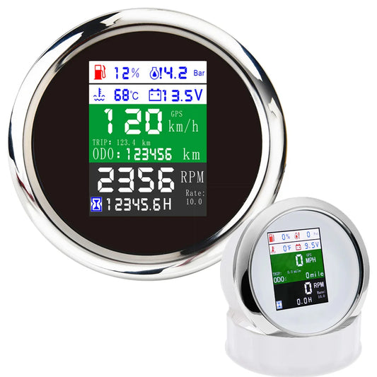 85MM Digital Car Speedometer 6 In 1 Multifunctional RPM Fuel Level Water Temp With Alarm GPS Speed Meter For Car Motorcycle