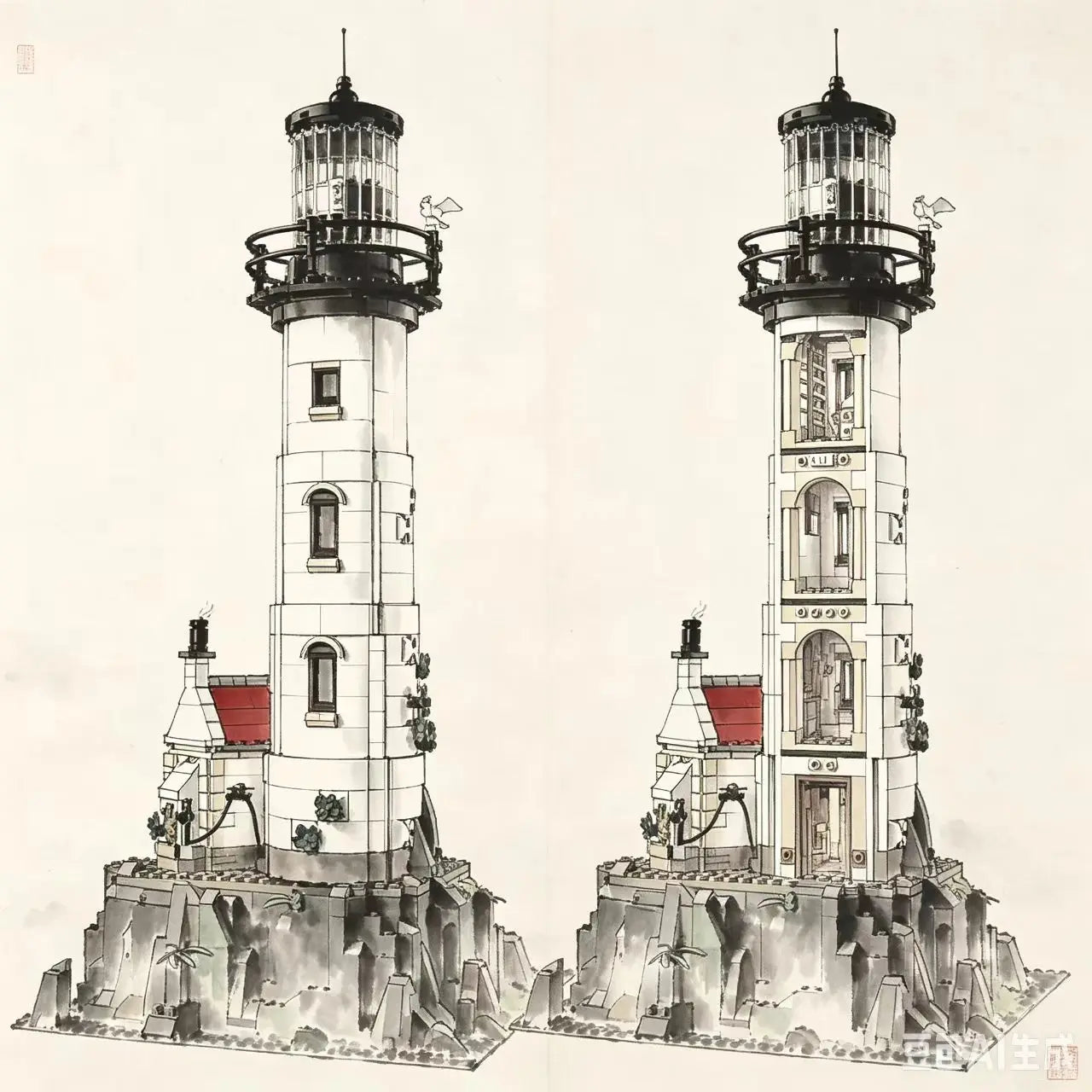 2022 New Electric Lighthouse 92882 2065pcs Model Building Block Motorised Bricks Assembly Toys For Christmas Gifts