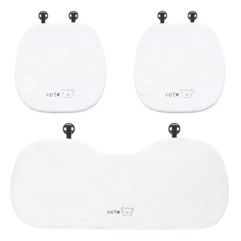 Winter Universal Car Seat Cushion Plush Cartoon Bear Thick Premium Feel Single Rear Cover for Girls Cute Seat Accessories