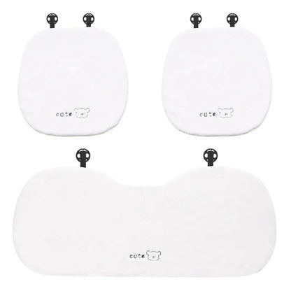 Winter Universal Car Seat Cushion Plush Cartoon Bear Thick Premium Feel Single Rear Cover for Girls Cute Seat Accessories