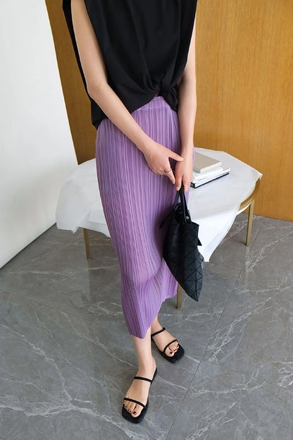 Unique Folded Design Sleeveless Top Set for Small Women Elegant Suitable Travel Wear Polyester Summer T-Shirt round Neck High...