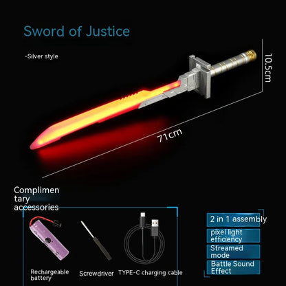 Cyberpunk 71cm Electronic Toy Luminous 2 in 1 Lightsaber Cosplay with Sound Effects Colorful Lights Electric Toy for Kid Adult