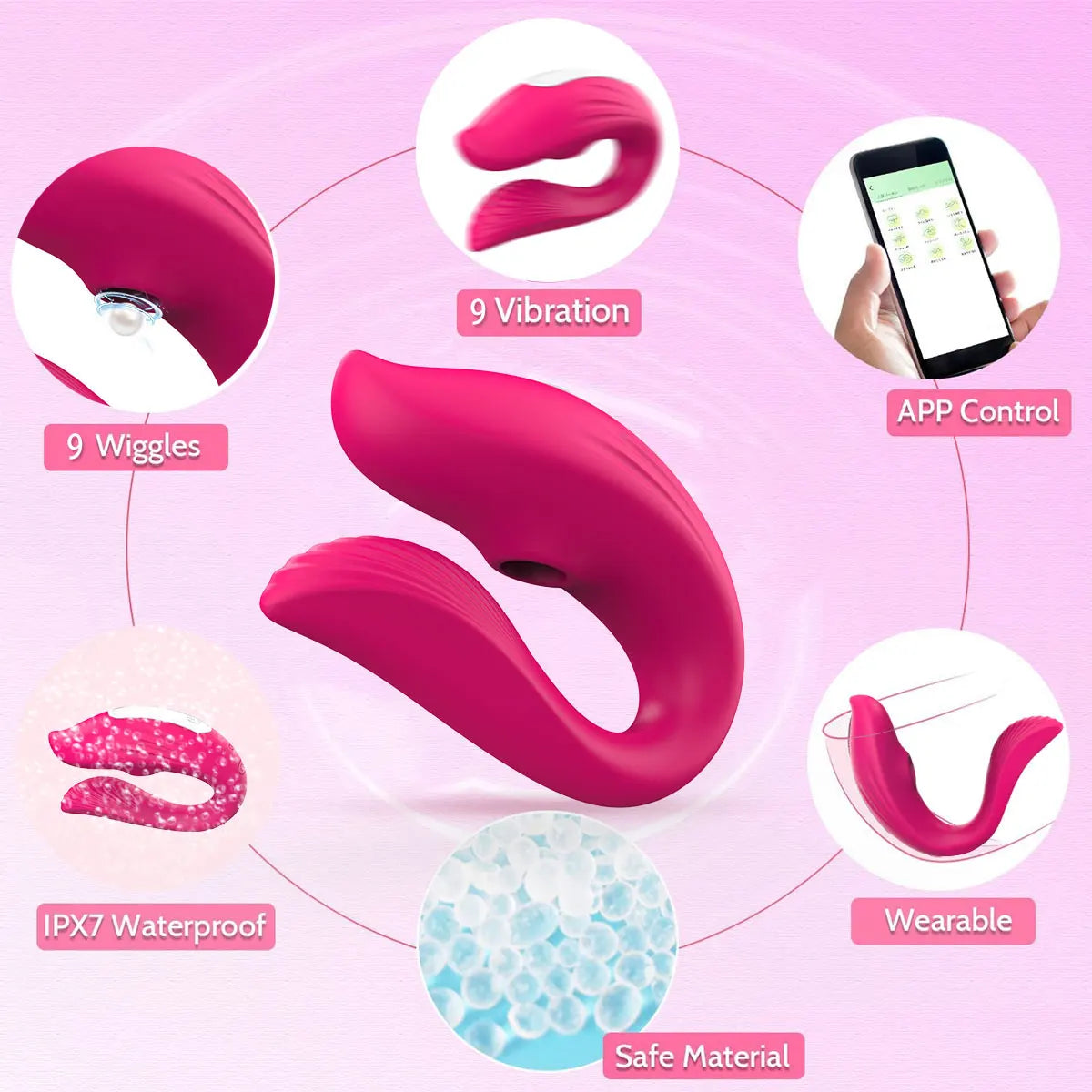 Powerful Sucking Wireless Remote Vibrator Wearable U Shaped Dildo Massager Dual Clit Stimulation Couple Adult Sex Toys for Women
