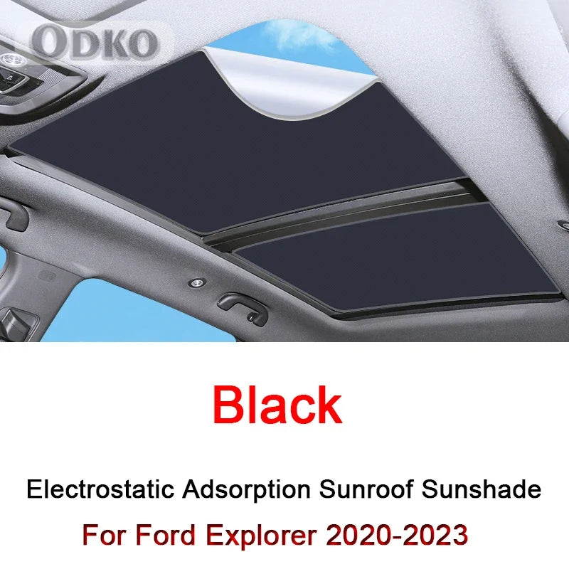 Car Electrostatic Adsorption Sunroof Sunshade For Ford Explorer 2020-2022 2023 Heat Insulation Skylight Sticker Auto Accessories