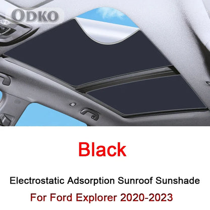 Car Electrostatic Adsorption Sunroof Sunshade For Ford Explorer 2020-2022 2023 Heat Insulation Skylight Sticker Auto Accessories