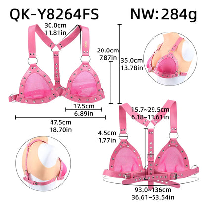 FRKO Sexy Mesh Bra Erotic Costumes Breast Bondage Harness PU Belt Women BDSM Slave Games Underwear Flirting Sex Toys For Couples