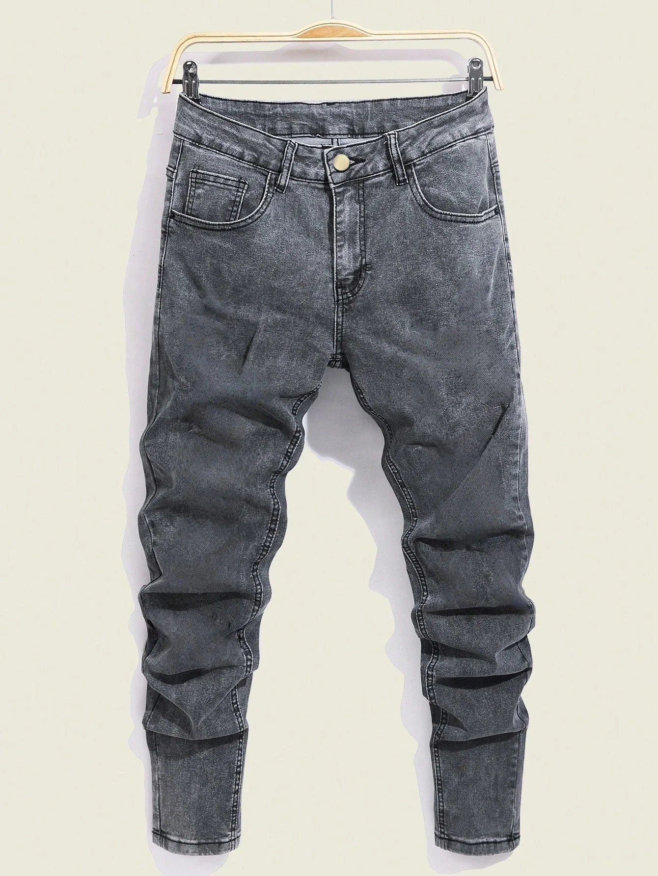 Modern Gray Men's Slim Jeans For Man Original Y2K Drip Fashion Denim Pants No accessories or belts included
